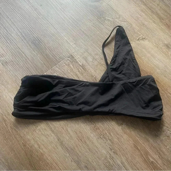 ARO Women's Large Black Keli Swim Bikini Top One Shoulder Asymmetrical Ruched L - Picture 6 of 6